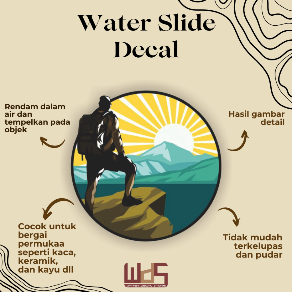

WATER SLIDE DECAL PENDAKI / DECAL AIR / STIKER AIR / MERCHANDISE