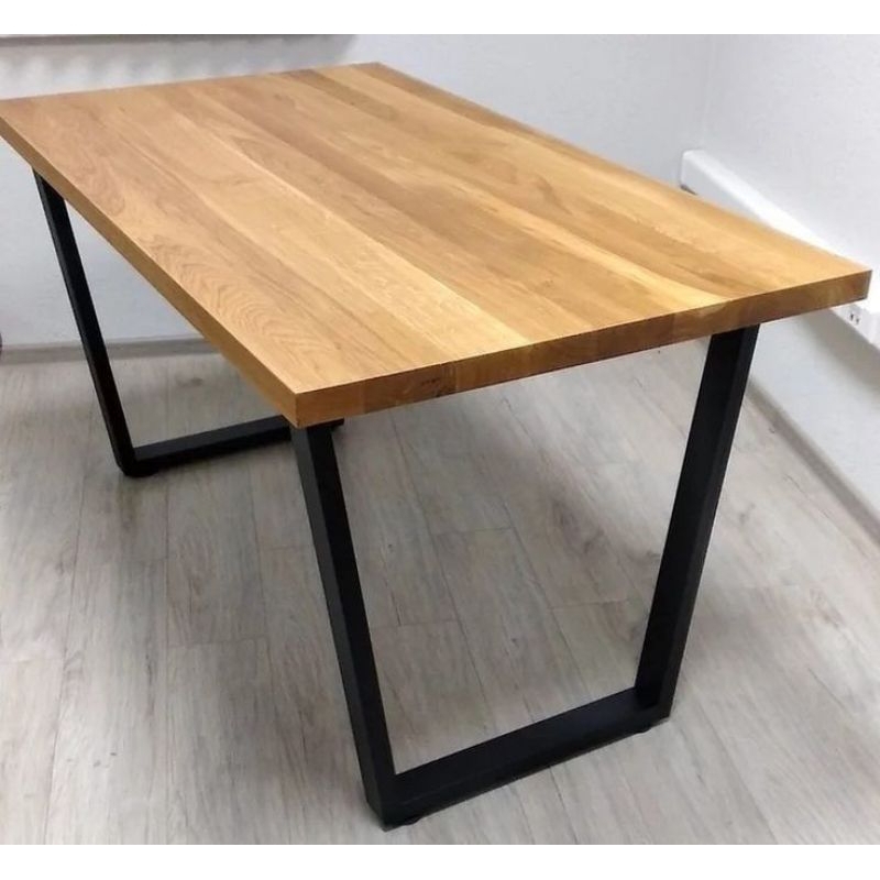 Meja makan kaki besi hollow UK 70x75x120 meja kayu