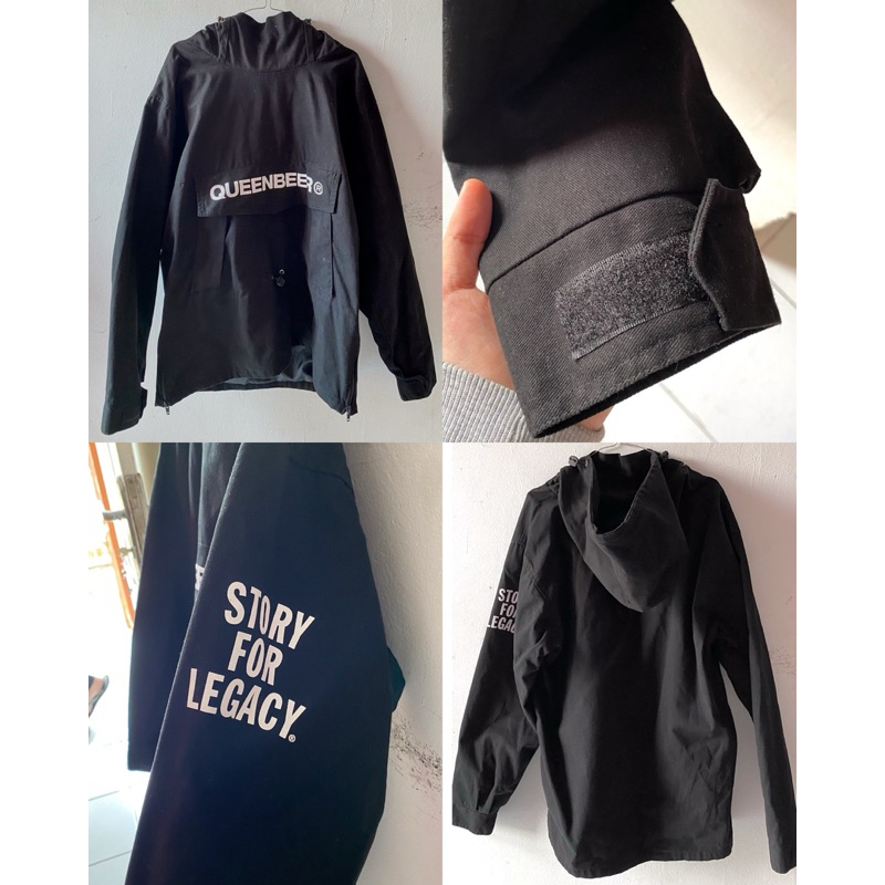 (second like new) Queen beer - Cagoule canvas jacket leander black