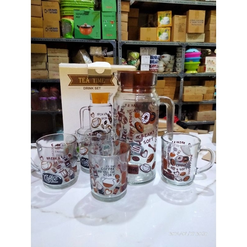Drink set / Teko pitcher set coffee TEA TIME set isi 5pcs