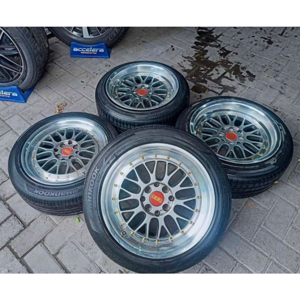 velg seken/bekas ring 16 bbs pcd 8x100-114.3 dan ban 195/50 buat jazz,yaris,avanza