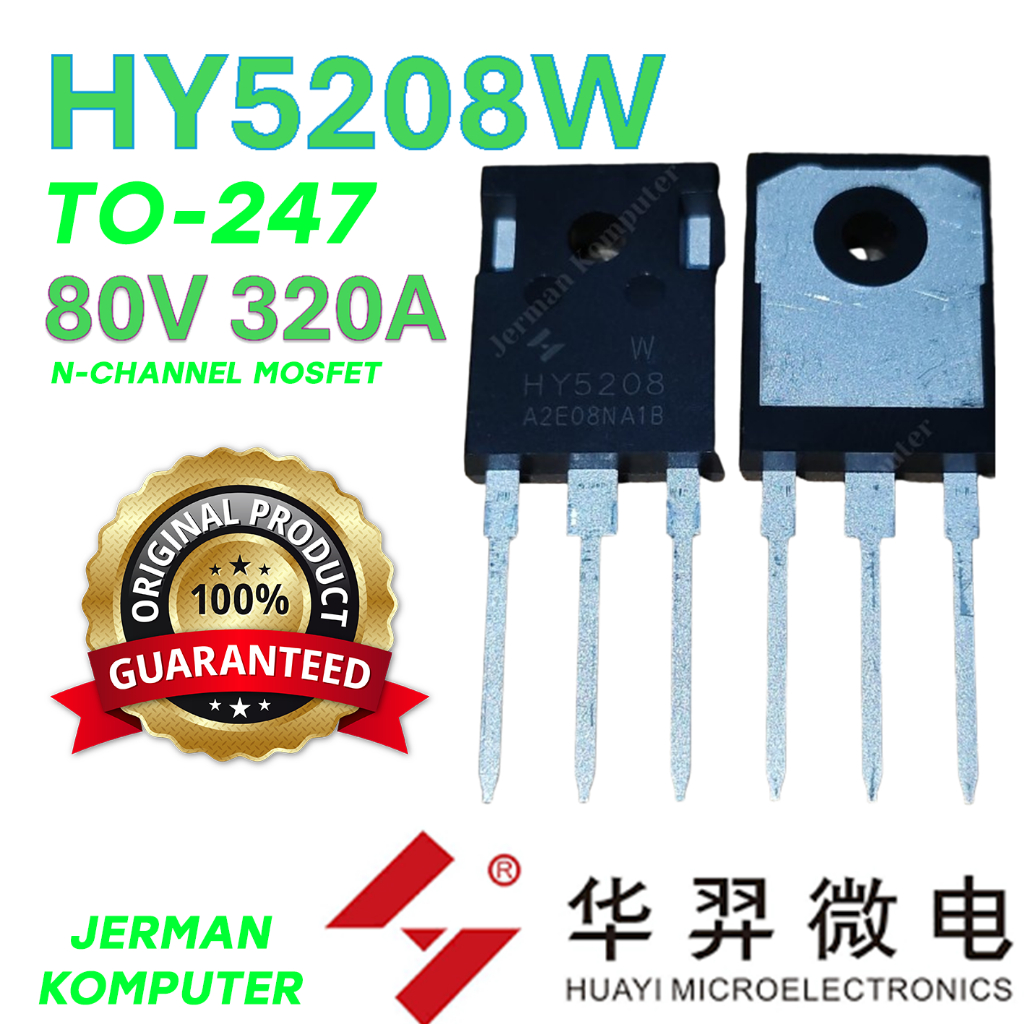 HY5208 HY5208W HY 5208 To-247 80V 320A 1.7mΩ 416W MOSFET N-CHANNEL ORIGINAL PENGGANTI HY4008W IRFP43
