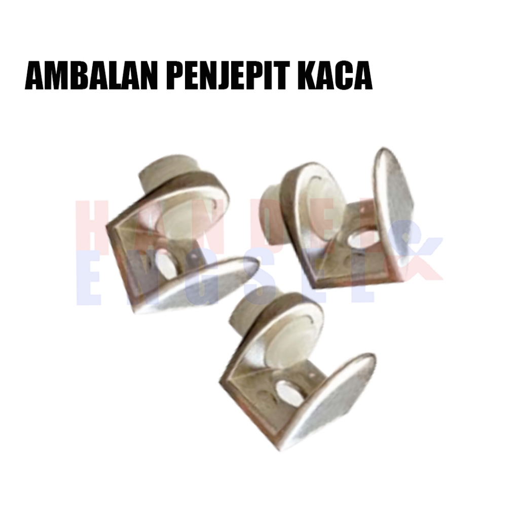 Ambalan Jepit Penjepit Sekat Kaca / Ambalan Penjepit Kaca ke Kayu / Ambalan Penjepit Rak Kaca Chrome