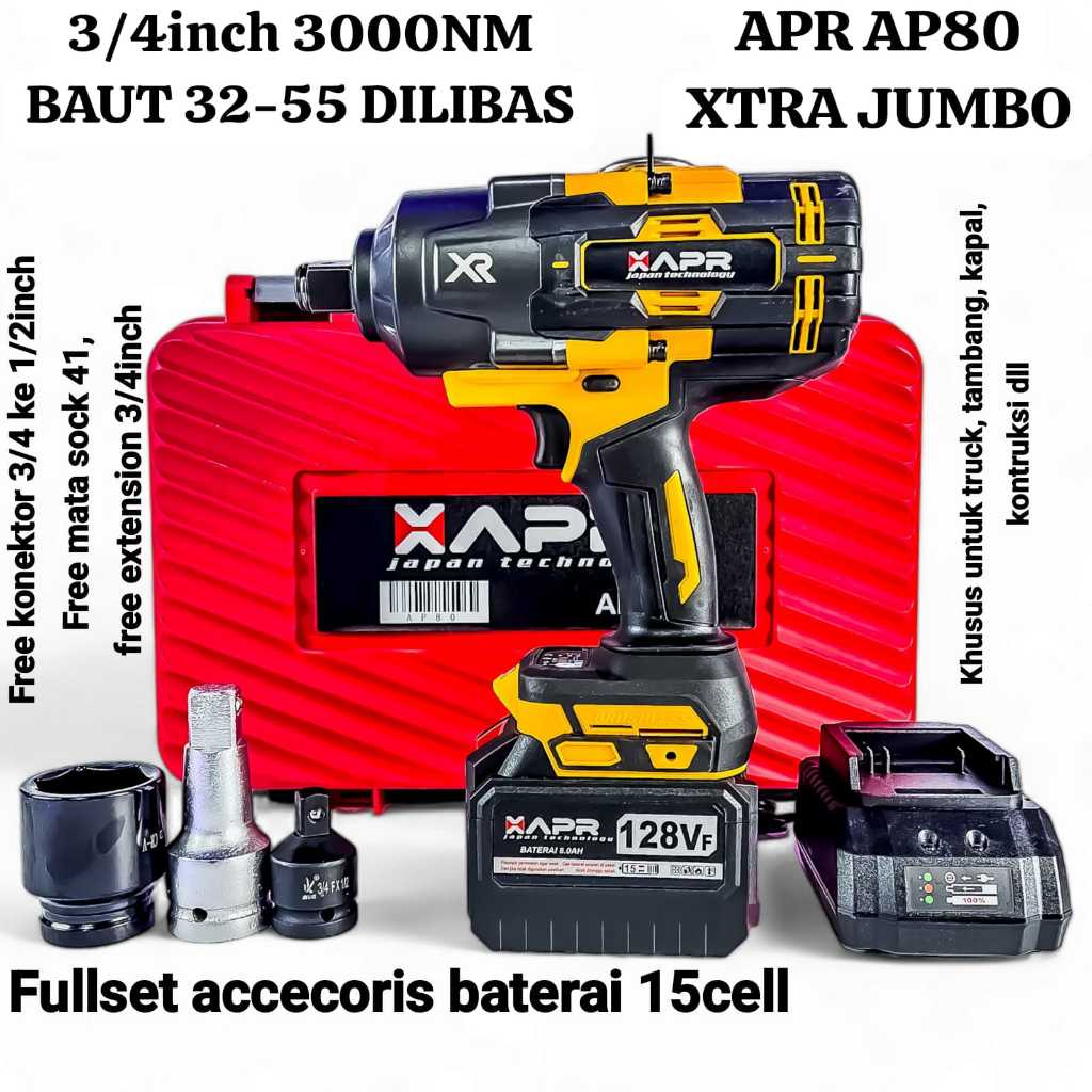 BUKA BAUT EXTRA JUMBO APR impact wrench xtra jumbo 3/4inch type AP80 3000NM garansi resmi