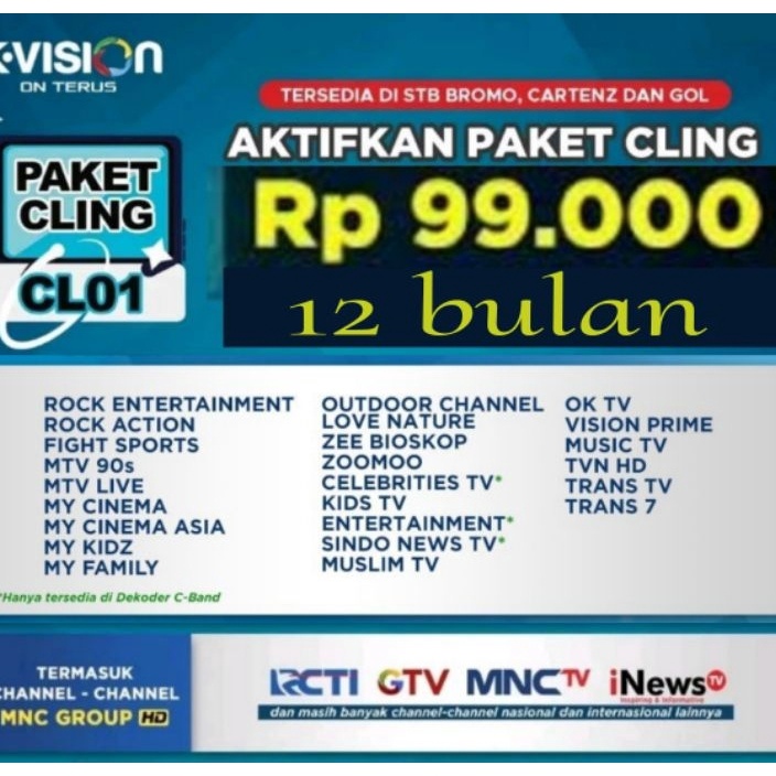 Terbaru 33 MNC grup Cling k vision 1 tahun receiver Bromo Cartenz dan GOL