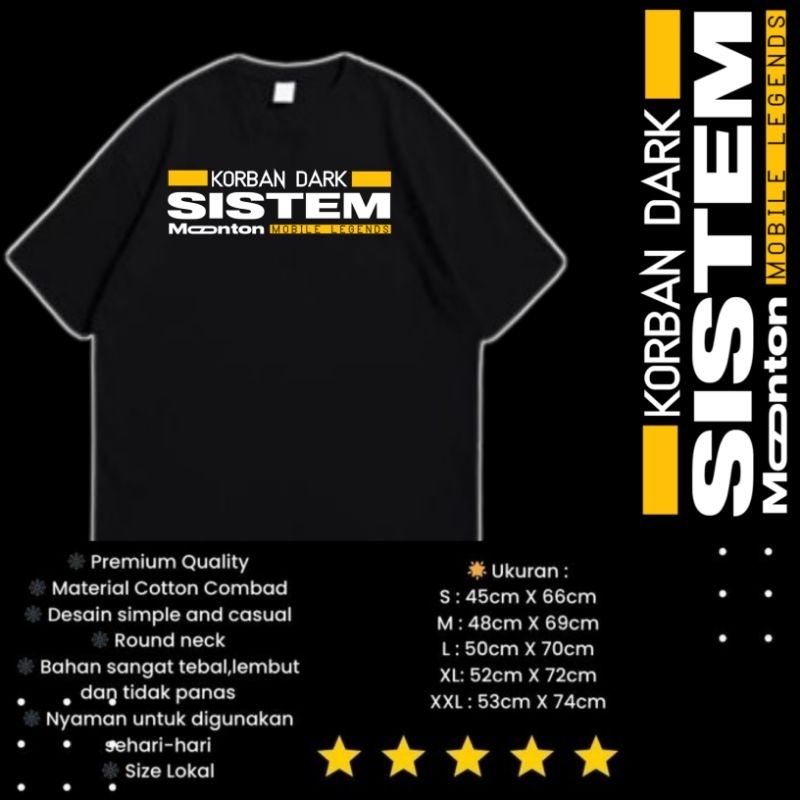 Kaos Mobile Legends Korban Dark Sistem Moonton Hitam,S - AZIQSU