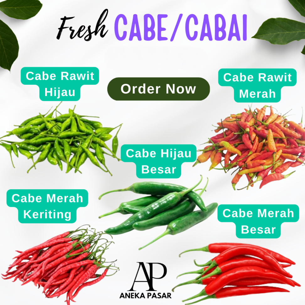 

Lombok Besar Merah / Hijau / Keriting Kriting / Cabe Cabai Kecil Rawit / Cabe Acar Cablak Surabaya