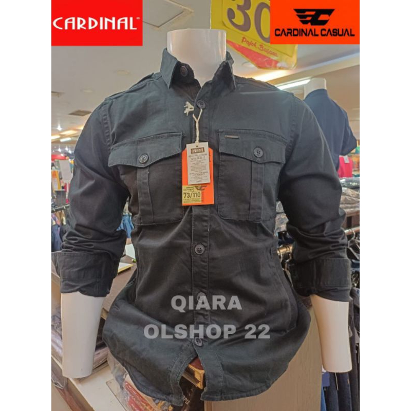 CARDINAL CASUAL KEMEJA JAKET HITAM REGULER PRIA LENGAN PANJANG TERBARU