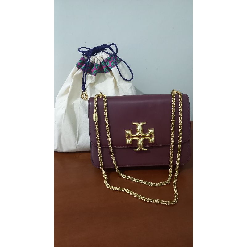 preloved bag tory burch eleanor Maroon redwine