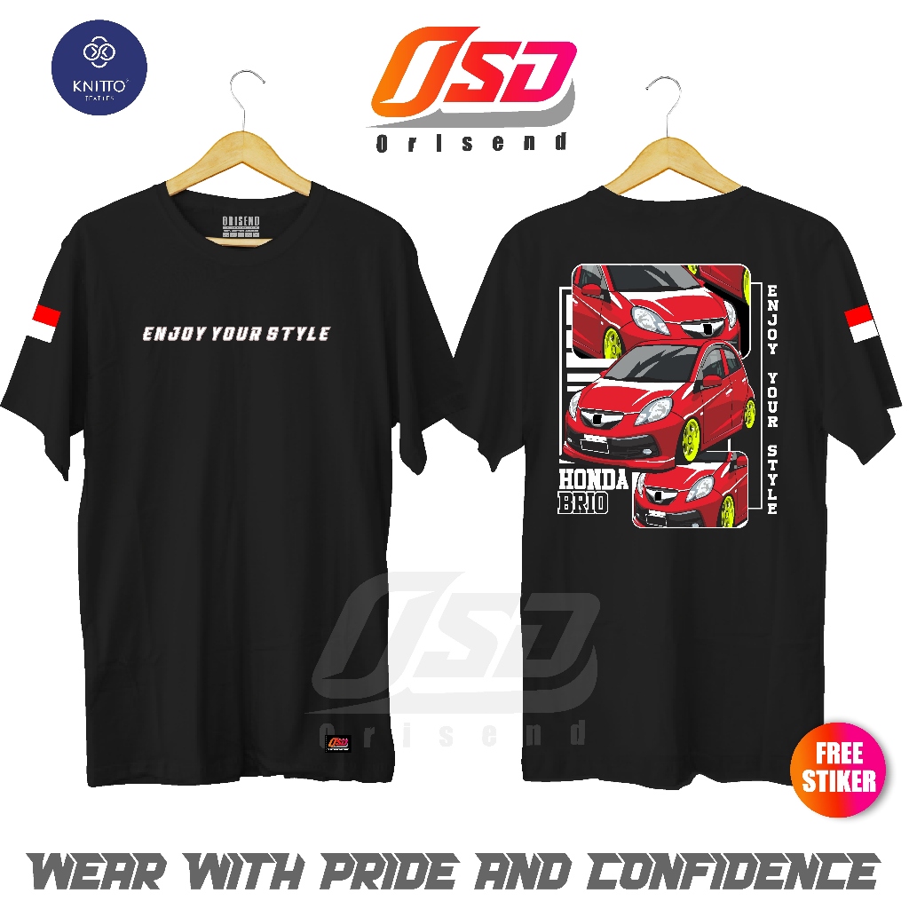 Orisend Kaos Driver Honda Brio Enjoy Your Style Bahan Katun Tebal Adem