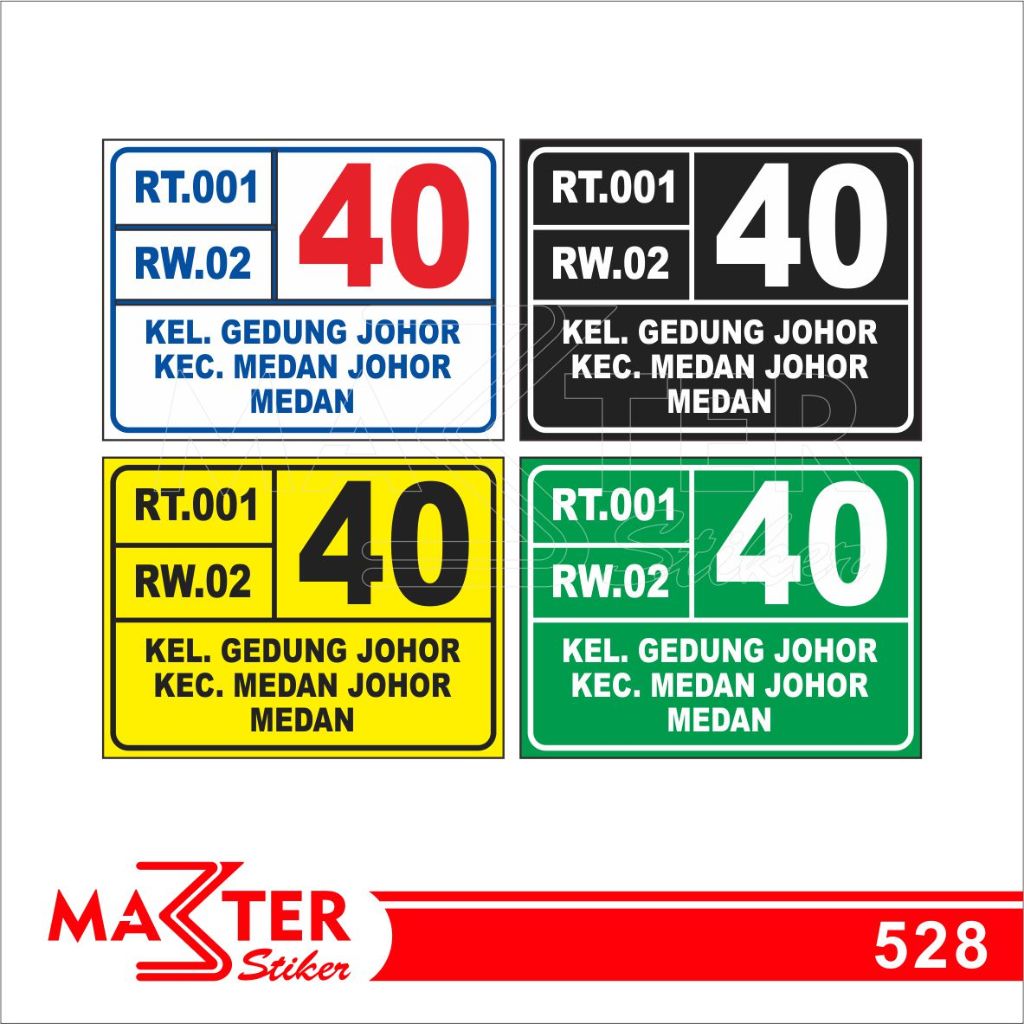 

528 - Stiker Nomor Rumah, Sticker Vinyl, Premium, Tahan Air, Termurah, dan Bisa Custom