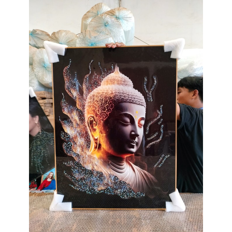 Lukisan Buddha Hiasan Dinding Porcelain Diamond Crystal 5D Wall Decor