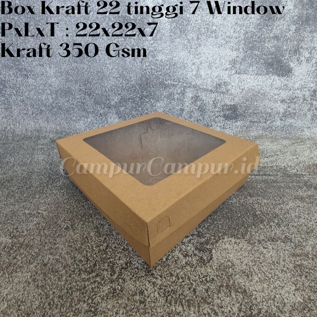 

Box Kraft window Dus Jendela 22x22x7 Dus Roti /Kotak Nasi /Box Hampers FULL LAMINASI