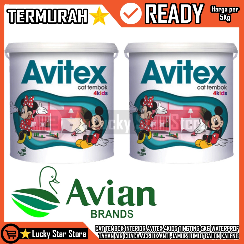 PELAPIS PELINDUNG WARNA WARNE PEWARNA DINDING CAT TEMBOK INTERIOR AVITEX 4KIDS TINGTING CET 5 KILO 5