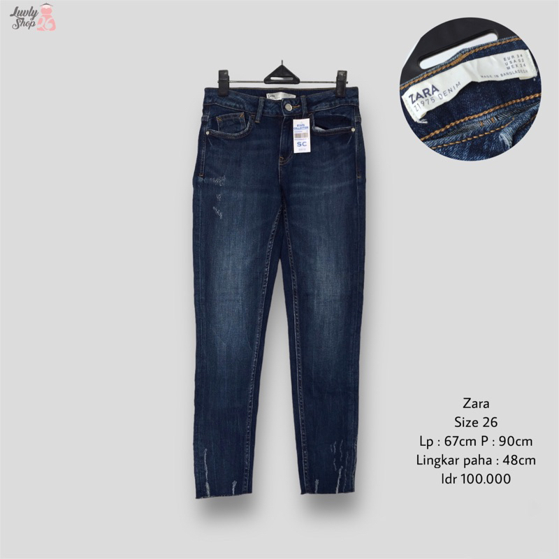 ZARA ripped unfinished jeans