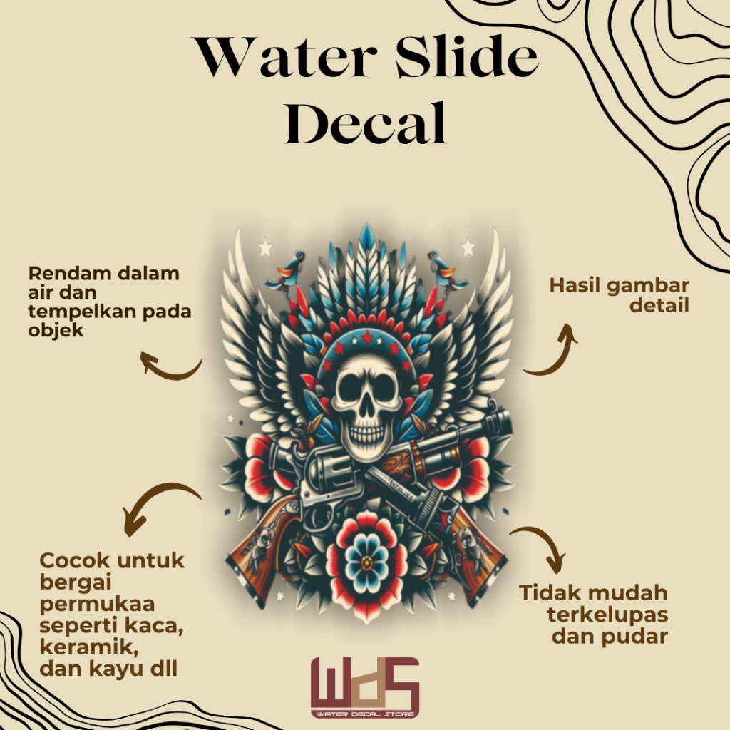 

WATER SLIDE DECAL TENGKORAK / DECAL AIR / STIKER AIR / MERCHANDISE