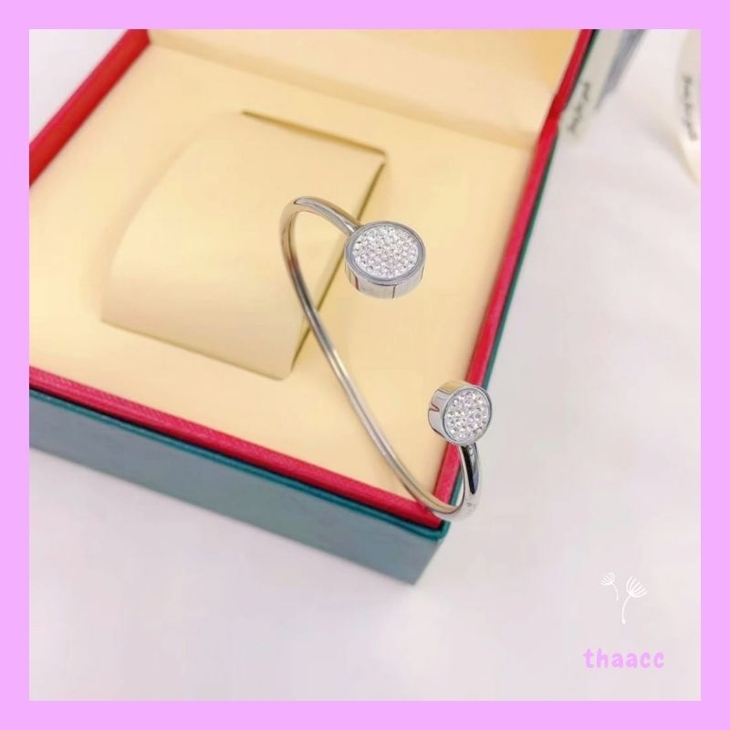 Gelang titanium magnet permata gold silver