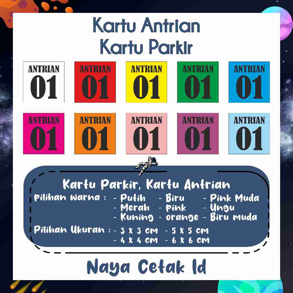 

Kartu Antrian, Kartu Parkir, Kartu Nomer dan lainya bisa