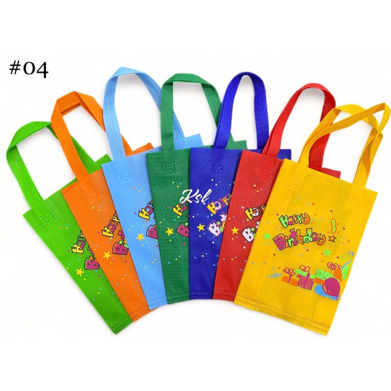 

Tas Spunbond / Tas Kain Belanja / Goodie Bag HLS ( tali lipat samping press bawah ) ULANG TAHUN 20x30+8
