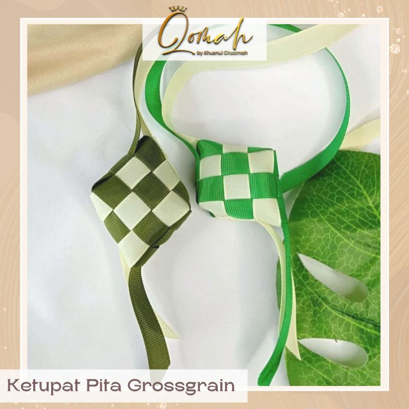 

hiasan ketupat mini pita grosgrain / hiasan ketupat isi dakron