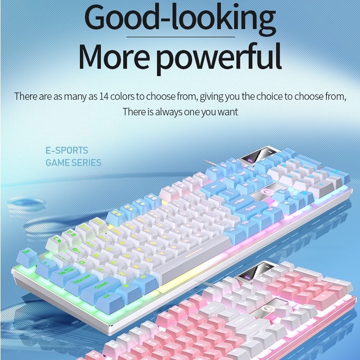 Gaming Keyboard Mechanical Feel Pink Ungu Girl Cute LED backlight Portable Mekanikal keyboard Mouse