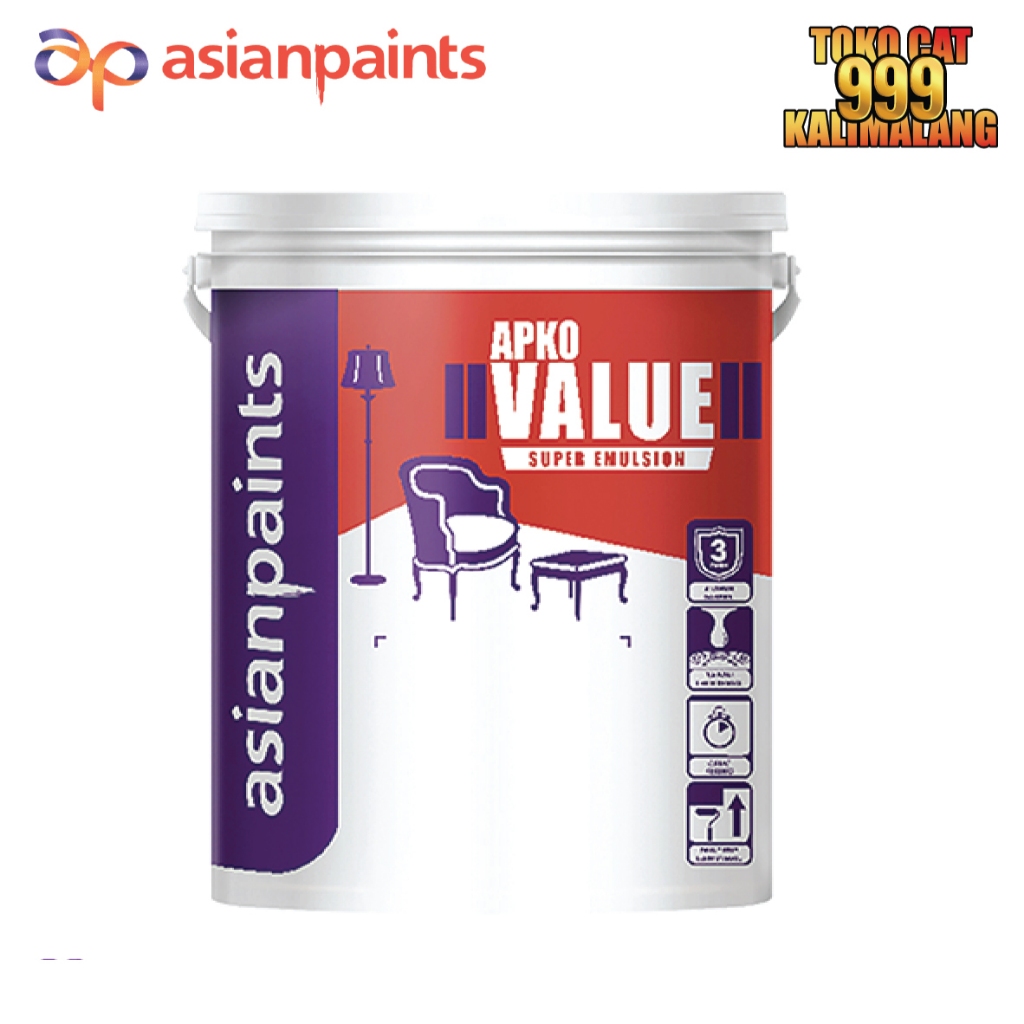 Cat Tembok Plafon Rumah Interior Asian Paint Apko Value Putih 5 Kg