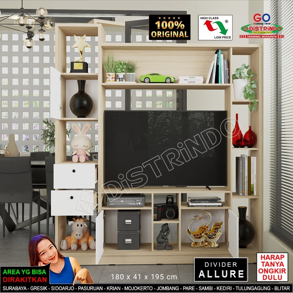 DISTRINDO Bufet Divider Minimalis / Bufet TV / Penyekat Ruangan