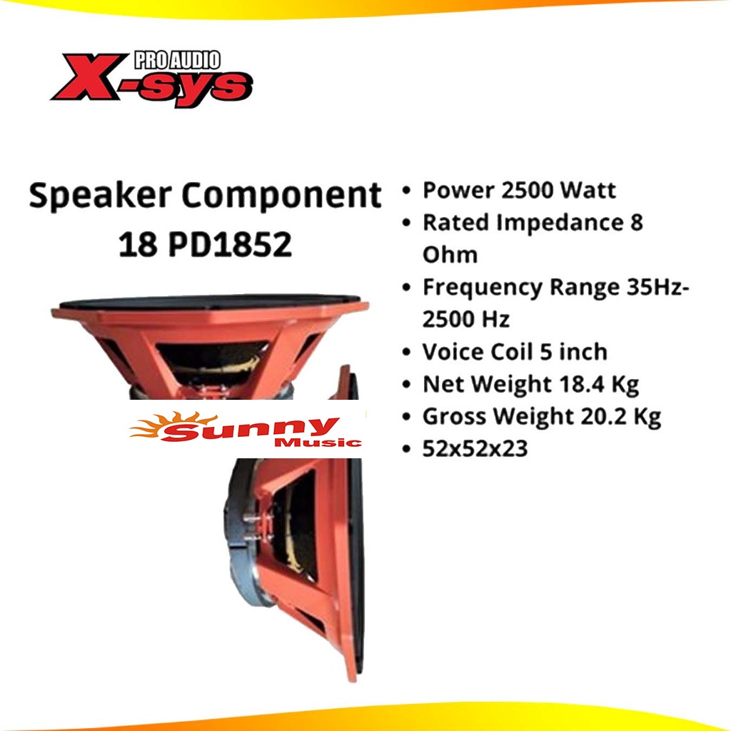 XSYS PD1852 Komponen Speaker 18 inch X SYS PD 1852