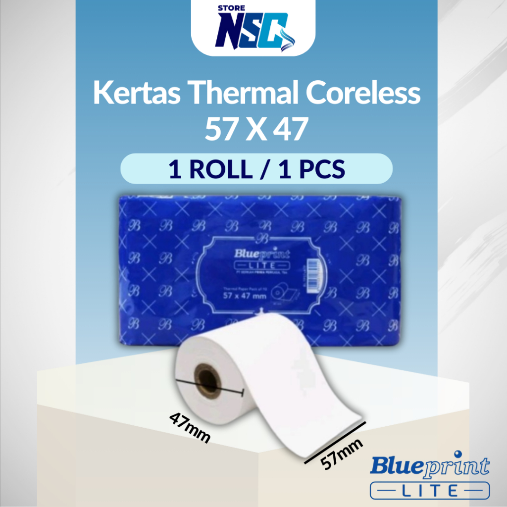 

Kertas Struk / Kertas Kasir / Kertas Thermal BLUEPRINT Lite 57x47 mm , 57x47os - 1Roll