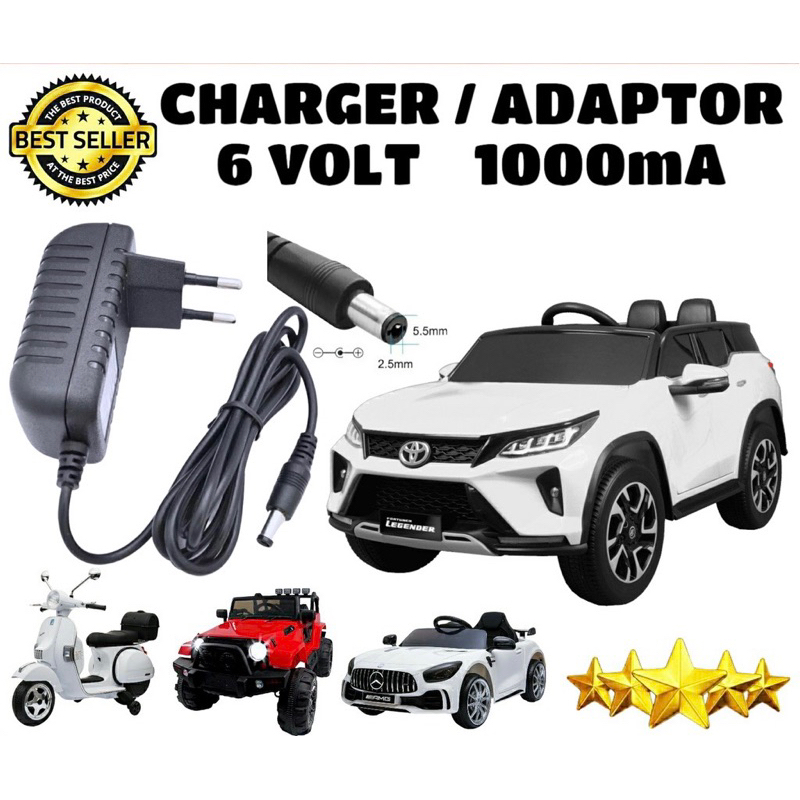 (GA777) CHARGER MOBIL AKI NEW ADAPTOR POWER 6 VOLT 1000 MA MOBIL MAINAN ANAK CHARGER 6V 1AH PMB PLIK
