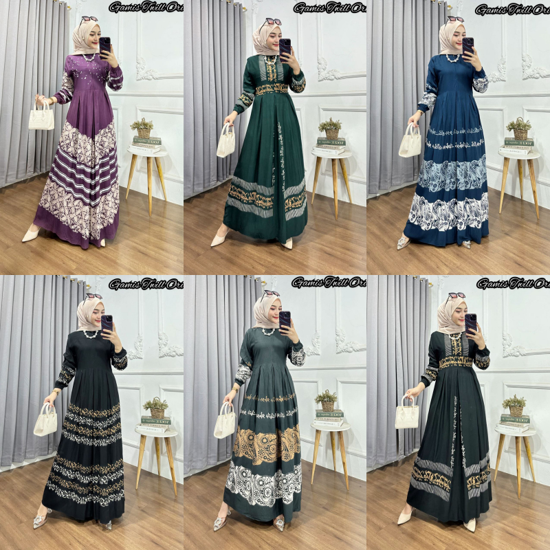 Ariefa Batik - Gamis Twill Rayon Super/ Gamis Rayon Malaman / Gamis Twill ori