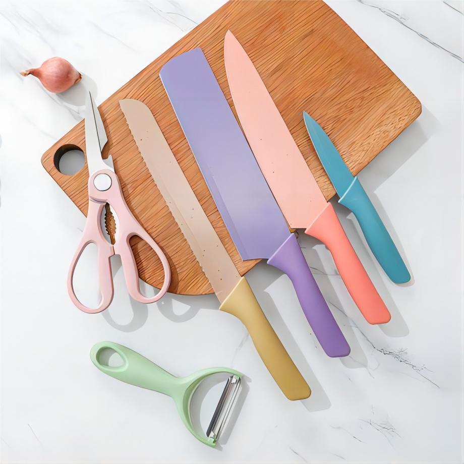Color Wheat Straw 6 -Piece Kitchen Knife Set Color Chef Chef Knife Cooking Knife Tool Set
