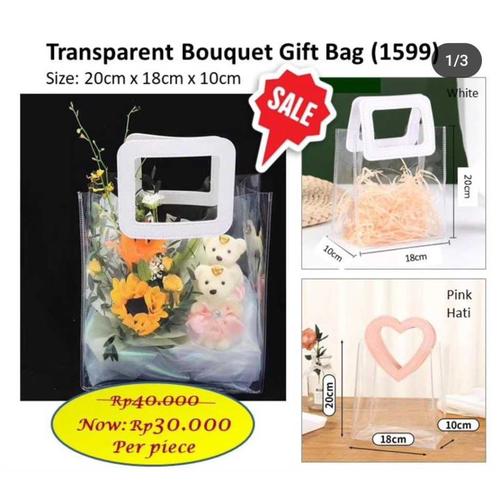 

transparent gift bag - tas goodie bag transparant - flower bag 1599