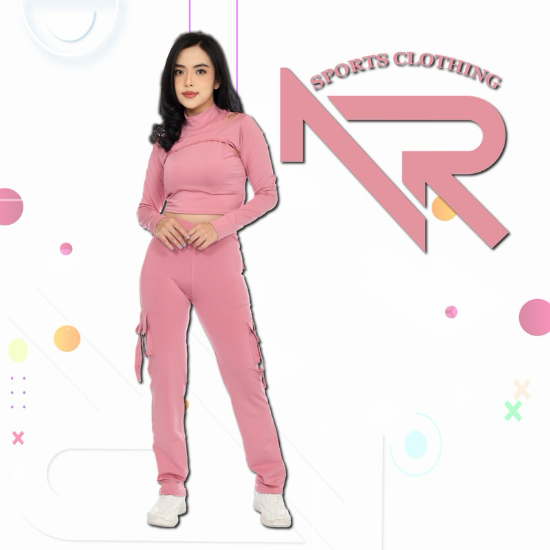 setelan baju olahraga wanita crop top lengan panjang crop top korea long sleeve,pakaian senam,cargo 
