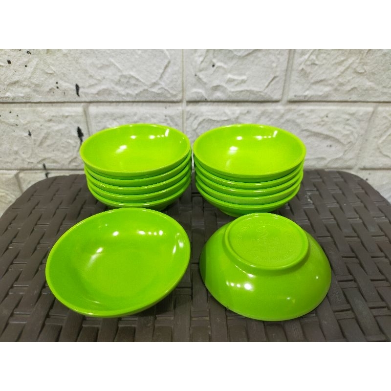 Piring Sambal Melamin Hijau / Saus Dish / Piring Saos Tomat Kecil / Piring Sambal Bulat Kecil / Piri