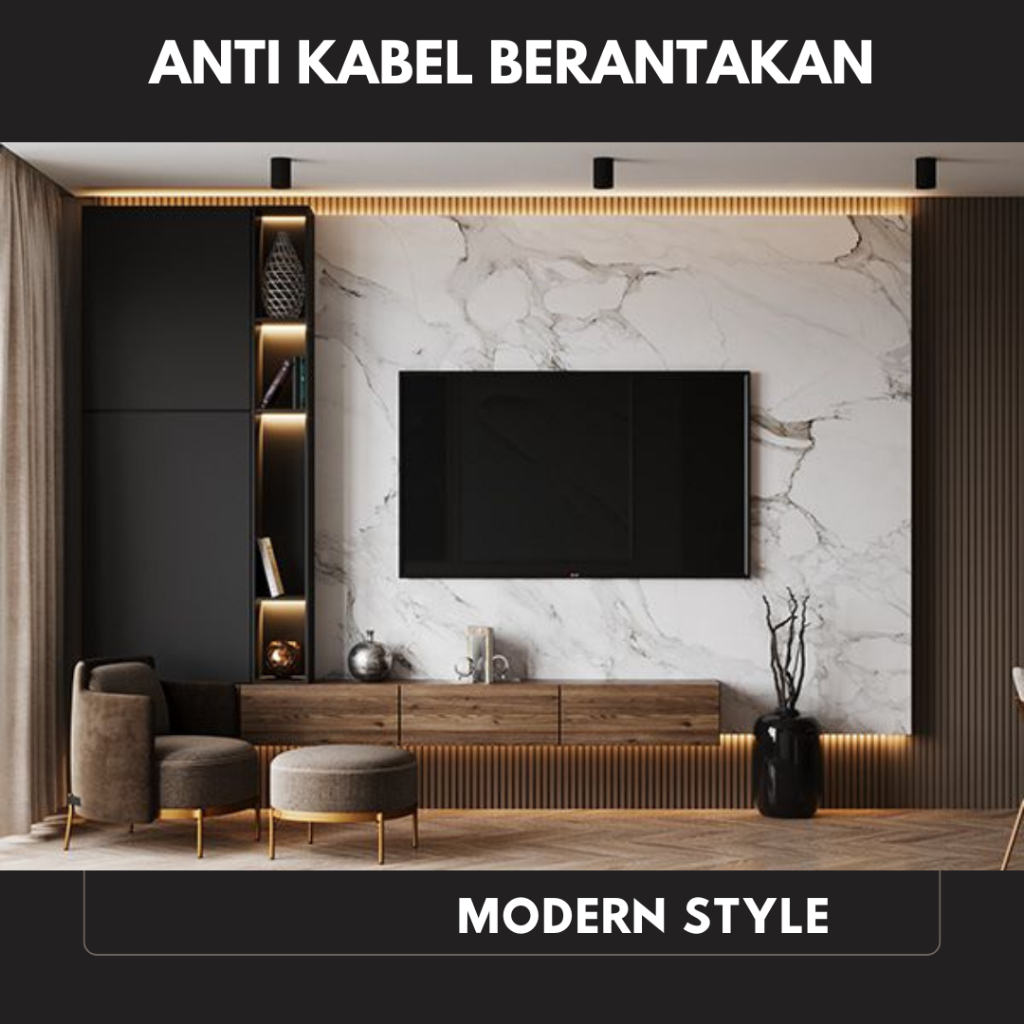 BACKDROP TV GANTUNG MINIMALIS CUSTOM JAKARTA MURAH