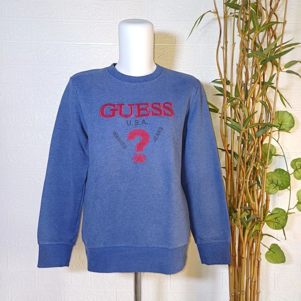 CREWNECK GUESS ORIGINAL BIRU (SECOND BRANDED) SIZE S, CN0015