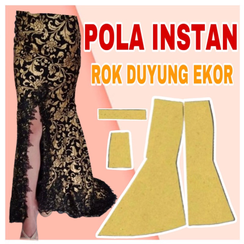 BISA COD✔️ POLA INSTAN ROK DUYUNG EKOR - pola jiplak rok duyung - pola jahit rok duyung