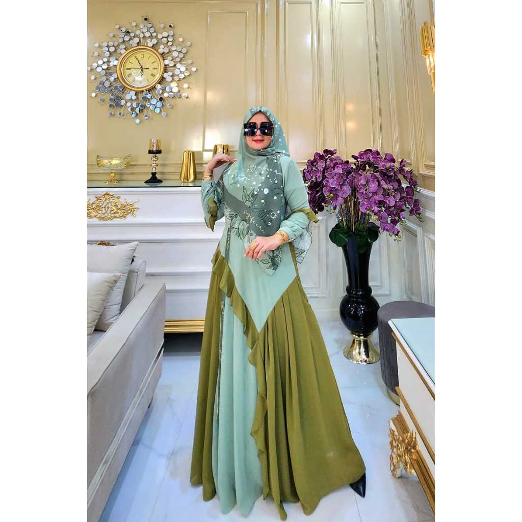 Queen series By Syafeera Gamis Set Scraf Ceruty Armani