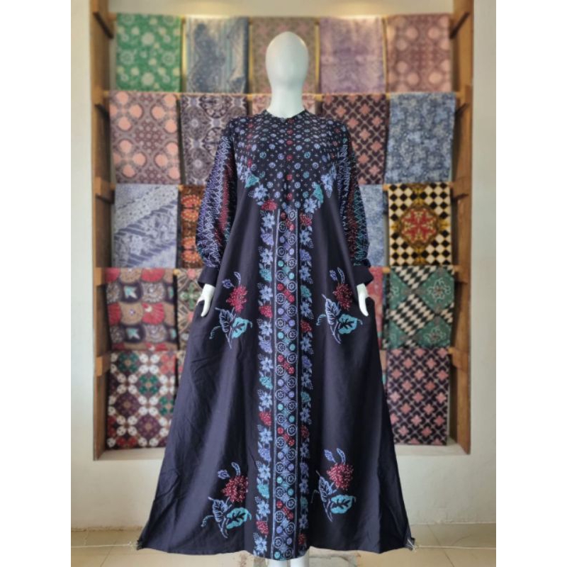 Gamis Grajak Twill Ld 115 Pb 140 Resleting Depan Tangan Kancing Saku Samping Jumbo Busui Daily Outfi