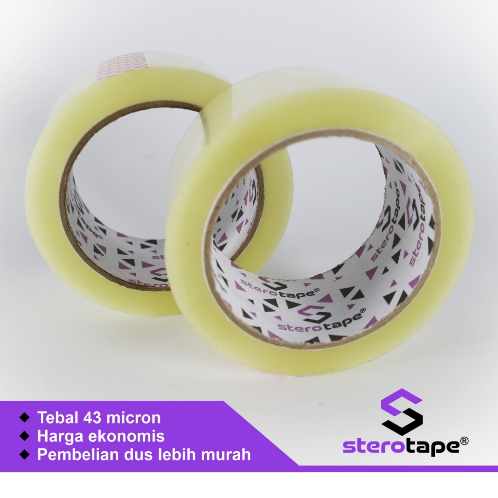 

LAKBAN STEROTAPE BENING / COKLAT MURAH EKONOMIS BERKUALITAS 48MM X 90 YARD / 100 YARD