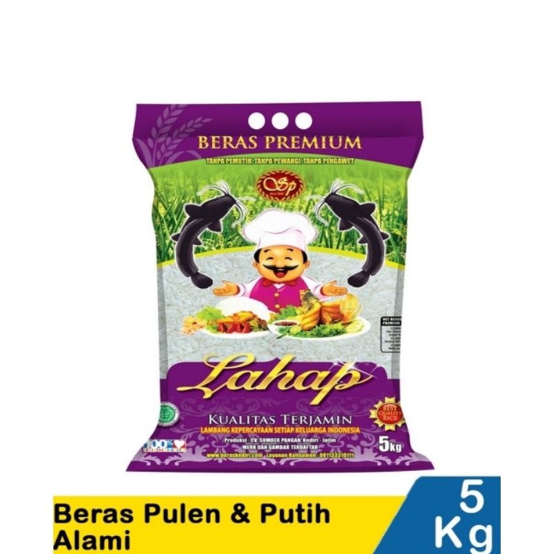 

Lahap Beras Premium Kemasan 5 KG Tanpa Pemutih Pengawet Pewangi Kualitas Terjamin Lambang Kepercayaan Setiap Keluarga Indonesia Pulen Putih Bersih By CV Sumber Pangan Kediri Jatim Best Quality Rice Halal 100% Di jamin New NYAStore