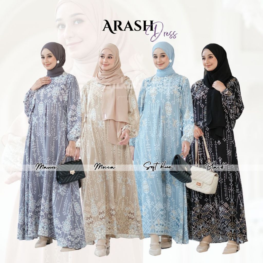 SUKAHIJAB -Arash Dress  Gamis Motif EtnikTerbaru Crinkle Premium Bisa Busui Couple Gaun Tanpa Outer