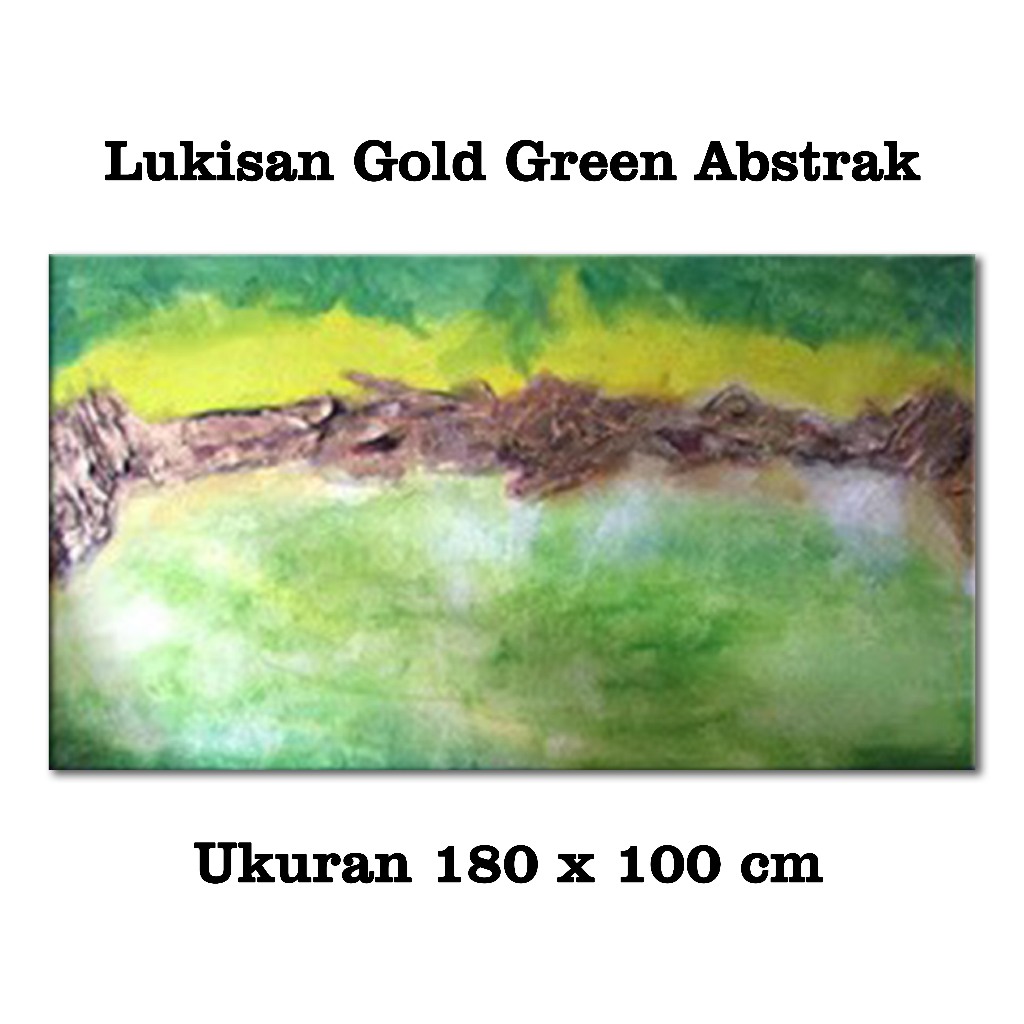 AZ100 - Lukisan Abstrak Minimalis Gold Green Abstrak