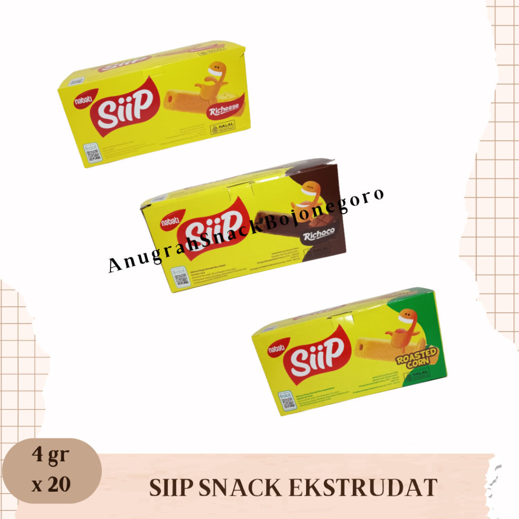 

Siip Snack Ekstrudat 4gr x 20 (Rasa Keju | Rasa Coklat | Rasa Jagung Bakar)