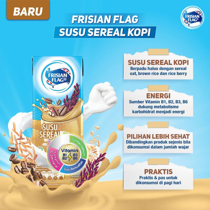 

Frisian flag full cream dan sereal coffee 225ml
