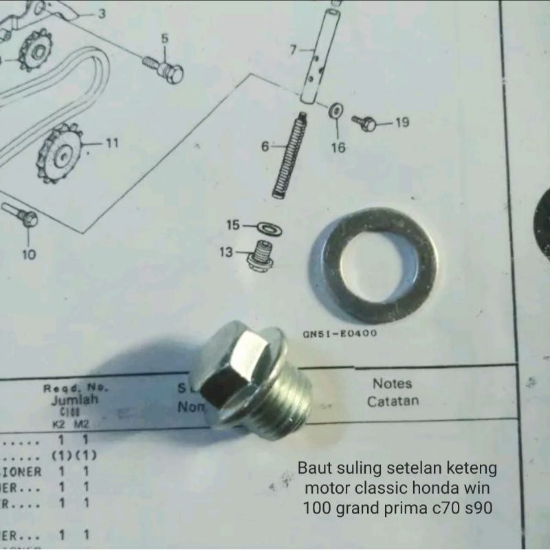 BAUT SULING UNTUK SETELAN KETENG MOTOR CLASSIC HONDA WIN 100 GRAND PRIMA C70 S90 C700 C800 SUPRA