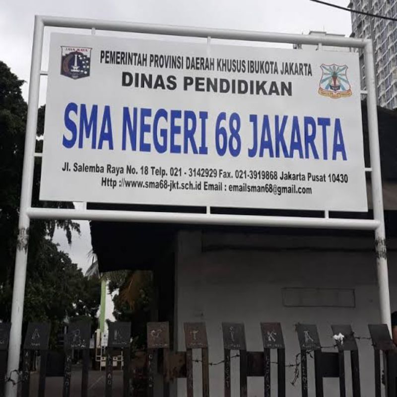 Plang Papan Nama Sekolah, Lembaga, Desa 80x120 cm Beserta Tiang