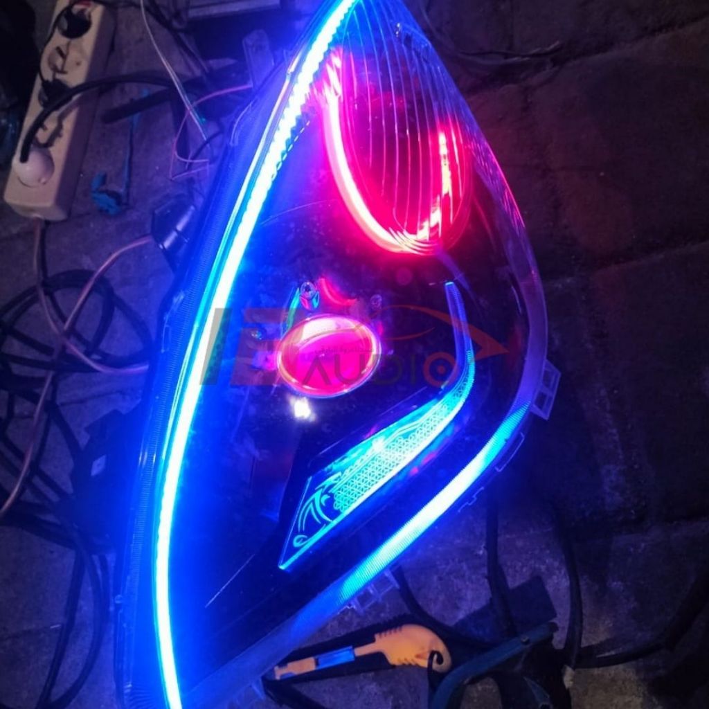 Paket Lampu Headlamp Depan Custom Biled Projie L Frame LED Alis Sein Running Shroud Avanza Xenia VVT