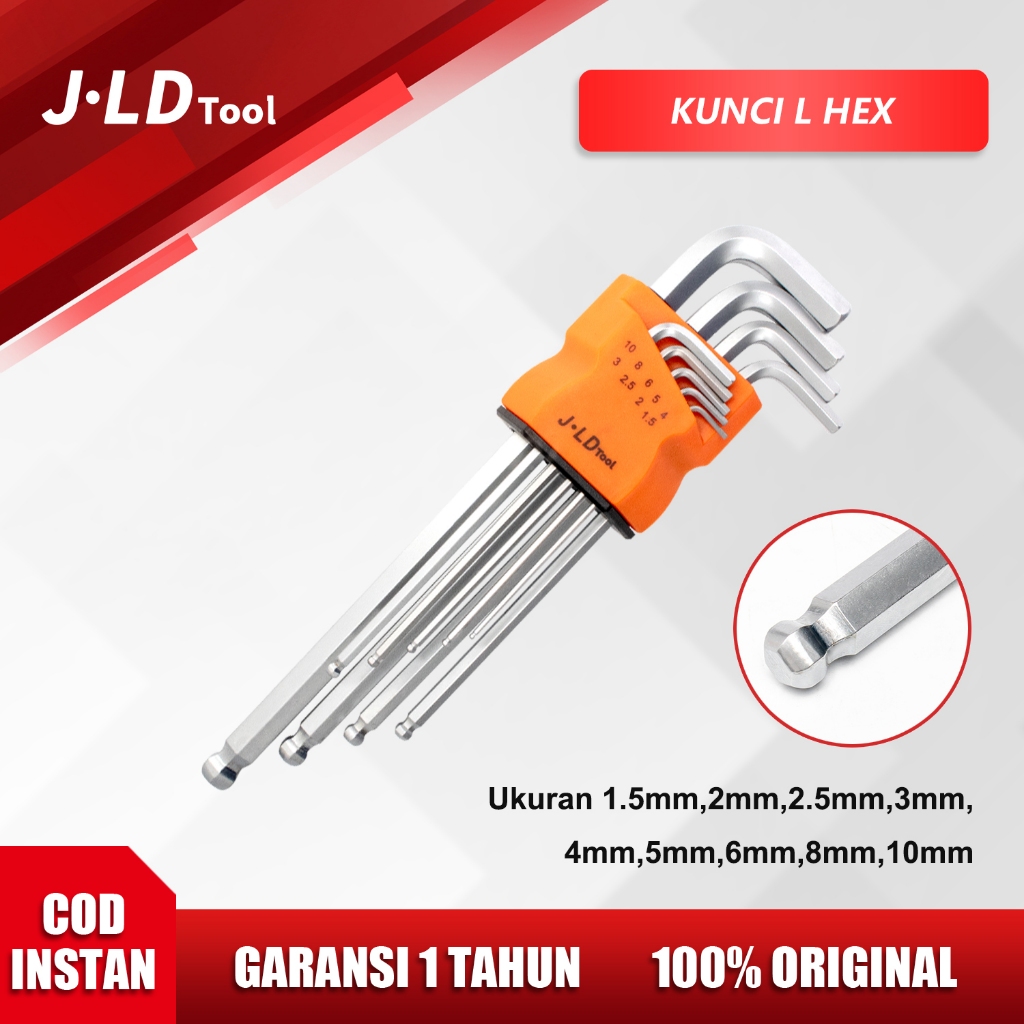 JLD Kunci L hex panjang 1 set lengkap kunci l 1set komplit 9pcs kunci l full set lengkap 1.5-10mm